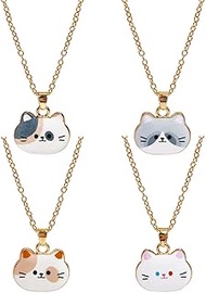 Cat Friendship Necklace for 4 BFF Best Friends Choker Necklace Funny Little Kitty Pendant Necklaces 