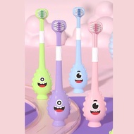 3-sided toothbrush for children Set of 2 smiley faces, 3-dimensional soft toothbrush [bokinhacua]
