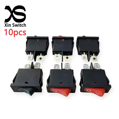 10PCS KCD1-110 Thin Flat Shape Rocker Switch 2-Pin 2-Position Red-Black 6A 250VAC/10A 125VAC 9.5 * 2