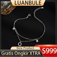 LUANBULE Silver Anklet S999 Double Layer Circle Women New