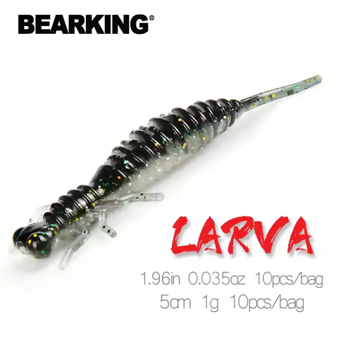 BEARKING Larva Soft Lures 5cm 1g 10pcs/bag Fishing Artificial Silicone Bass Pike Minnow Swimbait Jig