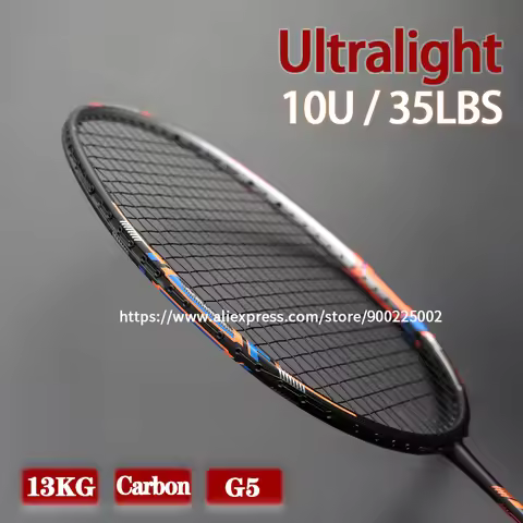 100% Full Carbon Fiber Strung Badminton Rackets 10U Tension 22-35LBS 13kg Training Racquet Speed Spo