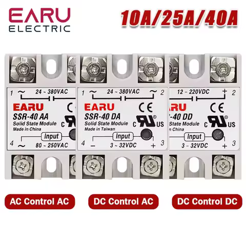 1Pcs Solid State Relay Single Phase SSR-10DA SSR-25DA SSR-40DA SSR-40AA SSR-40DD SSR 10/25/40A DD DA