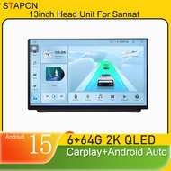 STAPON 13inch 6+64GB for volkswagen-sannata android15 2k 1920x1200p screen carplay android auto 2.5D