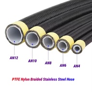 AN6 AN8 AN10 PTFE Braided Fuel Hose Nylon Reinforced Oil Cooler Line for Car Racing