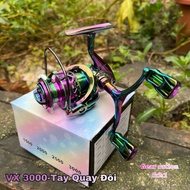 Fishing Reel, Metal Lure VX3000 Titanium 7 Colors, Balanced Double Crank, Latest Model 2023