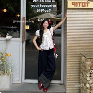 (HAVANA) Quần Jeans KORA xanh đậm ống rộng viền chỉ nổi HAVANA QJ330