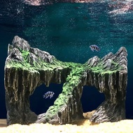 Resin -Aquarium Decoration Fish Tank Simulated Rock Mountain Ornament Rocks Cave for Fish Rest Hide 