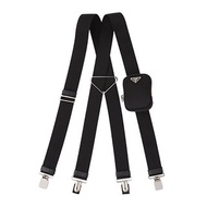 意大利名牌PRADA黑色Prada三角形logo背帶 附小尼龍包 100%正版