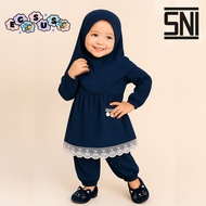 KATUN (EGSUS) Alena Baby Toddler Lace Cotton Spandex Jersey Hijab Dress Set 0-2 Years navy Clothing 