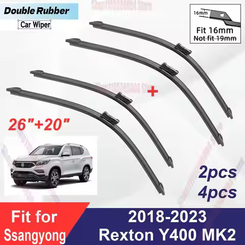 Boneless Frameless Rubber Wiper Blades Front Windshield Cleaning For Ssangyong Rexton Y400 MK2 2018-