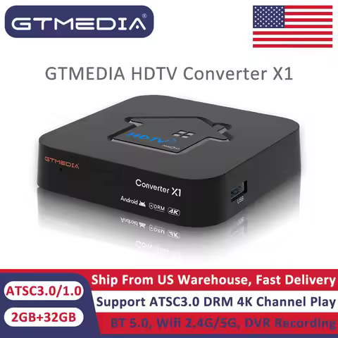 ATSC3.0 ATSC1.0 TV BOX GTMEDIA HDTV Converter X1 2GB 32GB 4K DRM Digital Terrestrial Signal Tuner Wi