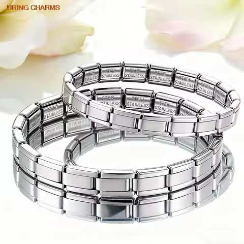 URING Basics Elastic Charm Chain Italian Stainless Steel Link Fit 7mm Silver Colour Bracelet Making 