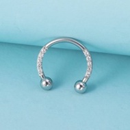 1pc Funky Stainless Steel Cubic Zirconia Decor Horseshoe Design Nose Ring For Women For Daily Decora