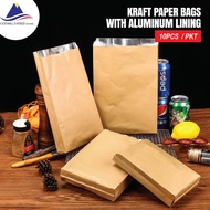 (10pcs) Kraft Paper Bag With Aluminium Foil Lining 牛皮纸铝箔袋