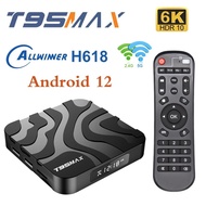 T95สูงสุด12กล่องทีวี Allwinner H618 5G Dual Wifi 2.4G 5G 6K 4K 3D เครื่องเล่นสื่อวิดีโอ4GB 32GB 64GB