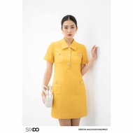 Đầm thô ngắn tay phối cúc SIXDO (Short Slevess Raw Mini Dress)