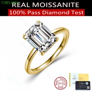 Real Moissanite Ring 4 CT Emeralds Cut Diamonds S925 Sterling Silver Ring With GRA Certificate Pass 