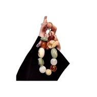 【Dawn Trade】 Small Fresh Mixed Color Grid Irregular Stone Mobile Phone Wrist Chain Phone Case Lanyar