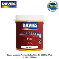 Davies Megacryl Premium Latex Paint White 4 Liter / 1 Gallon (Choose: Flat, Semi-Gloss, Gloss)