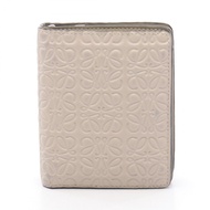 【二手】 LOEWE Repeat Anagram 折疊皮夾 緊湊型拉鍊皮夾 109.10GZ41 象牙色皮革 Repeat Anagram 緊湊型折疊皮夾