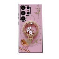 R-JUST CASE HP GLITTER SAMSUNG S23 S23 PLUS S23 ULTRA S23 FE LUXURY RING STAND MAGSAFE RABBIT FLOWER