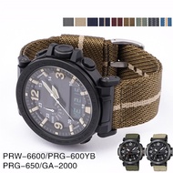 Nylon Canvas Strap for Casio G-SHOCK PRW-6600 PRG-600YB PRG-650 GA-2000 PRW-6600Y Men Replacement Sport Waterproof Band Bracelet Watch Accessories 24mm