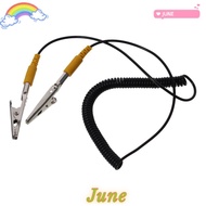 JUNE1 Anti-Static ESD Grounding Cable, 2mm 180cm / 71" Coiled Cord, Polyurethane PU,Metal Male-to-Fe