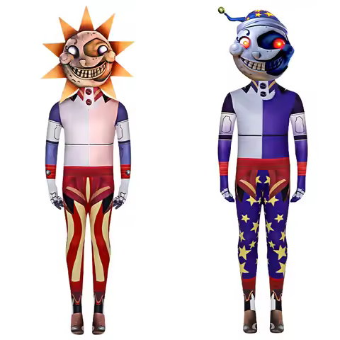 Halloween Sundrop Fnaf Moon Sun Final Leader Cosplay Onesie Tits Security Breakdown Clown Puppet Cos