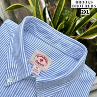 KEMEJA [like new] BROOKS BROTHERS Striped Baby Blue Oxford Shirt (2XL)