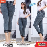 Women's Long Denim Pearl Jeans INTAN jeans Snow black. Stretchy Jeans. Elastic waist Jeans
