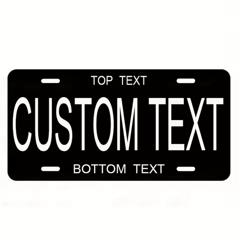 Custom Text License Plate Sign - Personalized Top/Bottom Text, Multiple Color Options, Aluminum Wall