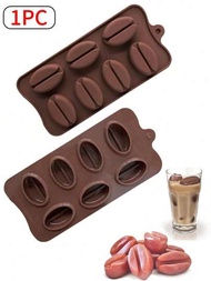 1入組7孔咖啡豆形矽膠模具diy糖果巧克力蛋糕裝飾烘焙模具自製冰格模具