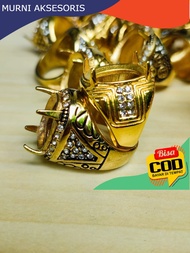 Murni Aksesoris. Emban Ring Warna Gold / Cangkang Cincin Batu Akik Titanium Special Gold dengan Perm