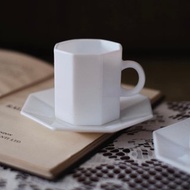 (全新)1980年法國 Arcoroc Octime 經典八角形白色杯碟 套裝