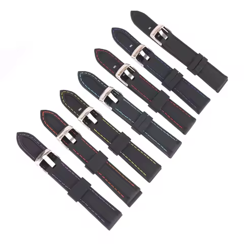 Watch strap accessories compatible for Seiko Tissot DW men's and women's needle buckle silicone rubb