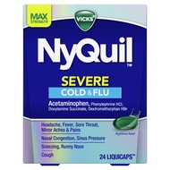 Vicks NyQuil Severe Cold, Flu, & Congestion Medicine, 24 Liquicaps, Maximum Strength, 24Count