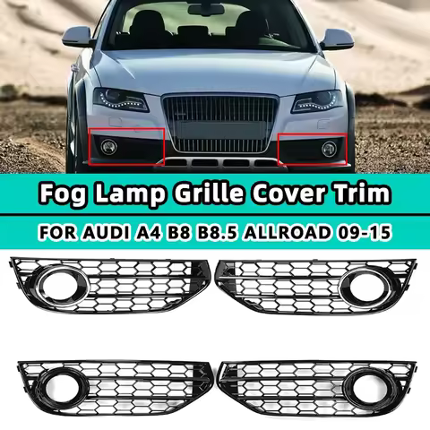 2X Front Fog Light Grille Cover For Audi A4 B8 B8.5 ALLROAD 2009-2015 Bumper Lamp Grills Honeycomb C