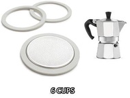 K-MART - 6 CUPS BIALETTI Moka 比樂蒂 鋁質經典摩卡咖啡壺 (非原廠)代用 6杯裝 墊片和過濾器