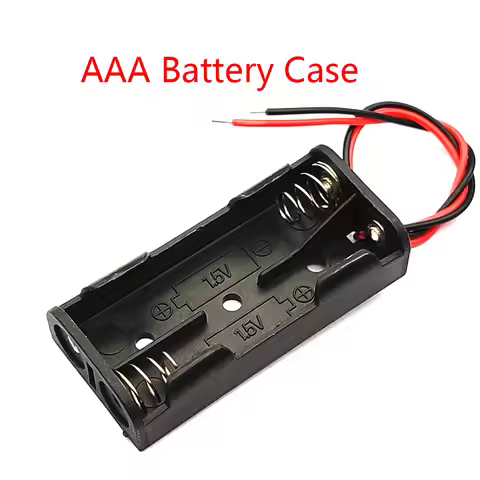 AAA Battery Holder AAA Battery Case AAA Battery Box With Leads 2 Slots AAA Black Plastic
