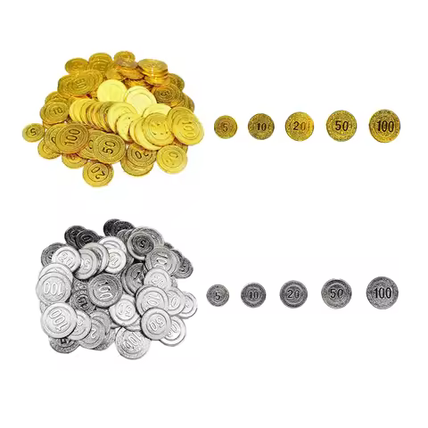 Plastic Poker Chips Gold Coins Set Board Game Chip Casino Tokens for Party Favors and Treasure Hunts