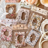 MOHAMM 10pcs  Beautiful Flower Mirror Retro Hollow Frame Paper Card Decorative Stickers for Collage Scrapbooking DIY Journaling