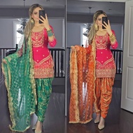 NEW DESIGNER PARTY WEAR PUNJABI STYLE TOP, DHOTI SALWAR WITH DUPATTA