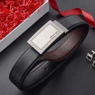 [LEE] Double-Sided Belt Mens High-Grade Cowhide Belt Trendy Mens Leather Buckle Smooth Buckle Pant B