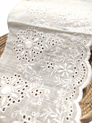 145MM Embroidery Cotton Lace Border Lace Sewing Fabric Off White Baju Kurung Kebaya Kain Renda Kahwin Borong [1 Yard]