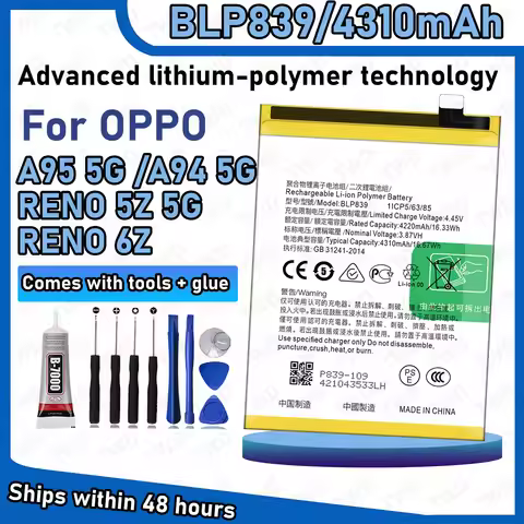 BLP839 Large capacity Battery For OPPO A95 5G/A94 5G/RENO 5Z 5G/RENO 6Z Batteries New High Quanlity+