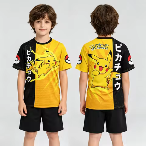 Men T Shirt Women Tee Boys Girls Top Adults Children Parent Child quick dry kid Tshirts Pokemon Geng