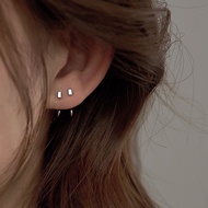 100% 999 Sterling Silver Daily Basic Block Hypoallergenic Earring Korean Earrings