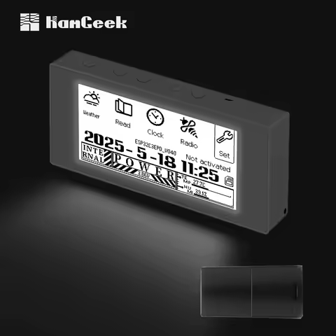HAMGEEK (White/Black Panel) RW01 Mini E-Ink Reader E-Book Reader for Weather Clock Image Viewing Ala