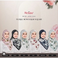Ready Stock🇲🇾🇲🇾🇲🇾 - Naelofar Floral Monogram Square / Bawal Neelofar Neelofar Hijab